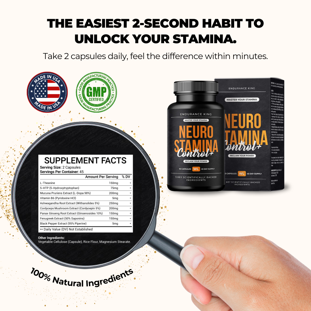 NeuroStamina Control+ (90 capsules)+ FREE How to Become an Endurance God Guide