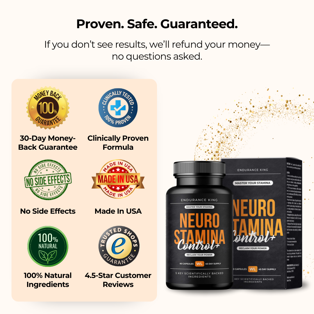 NeuroStamina Control+ (90 capsules)+ FREE How to Become an Endurance God Guide